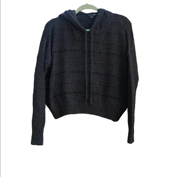 FOREVER 21 CHARCOAL HOODED SWEATER - Picture 1 of 4